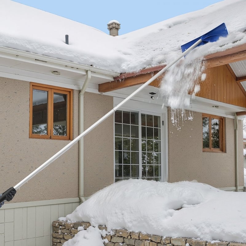 24-Inch Roof Snow Rake with Extendable Aluminum Handle for Efficient Snow Removal - 46.46”-218.50” x 23.62” x 6.10”