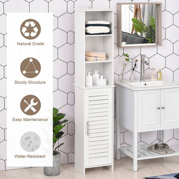 Shop Kleankin Organizer Bathroom Tall Storage Cabinet W Door