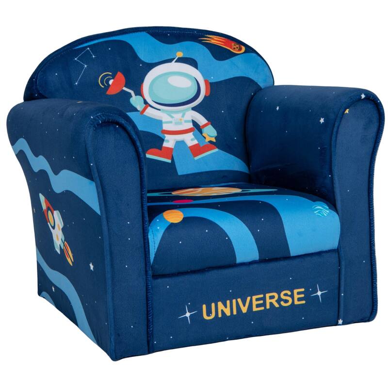 Toddler Upholstered Armchair with Solid Wooden Frame and High-density Sponge Filling - 20" x 15" x 17" - Multicolor