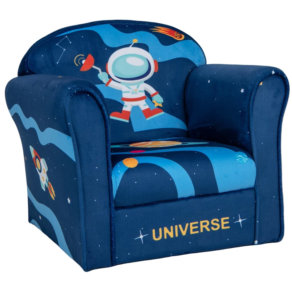 Toddler Upholstered Armchair with Solid Wooden Frame and High-density Sponge Filling - 20" x 15" x 17"