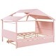 preview thumbnail 59 of 89, Twin Size House Bed Wood Slats Platform Bed Creativity Kids Bed Frame with Skylight, Storage Shelf, Trundle Bed