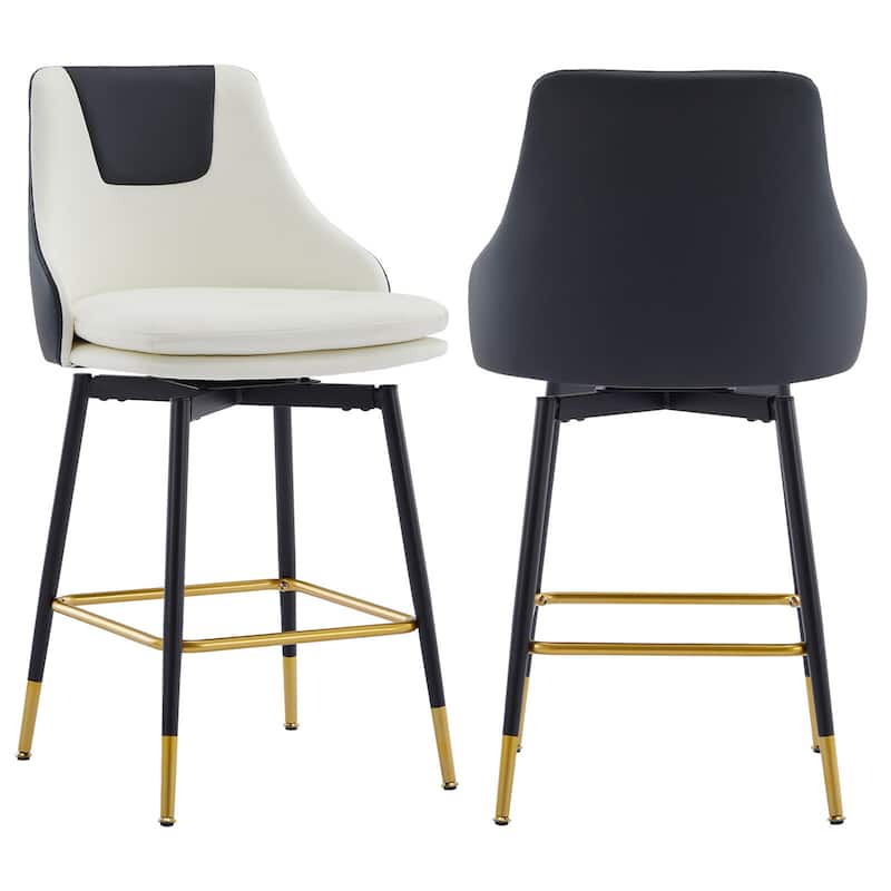 Full Back Upholstered Counter Stool With Metal Frame (Set of 2)