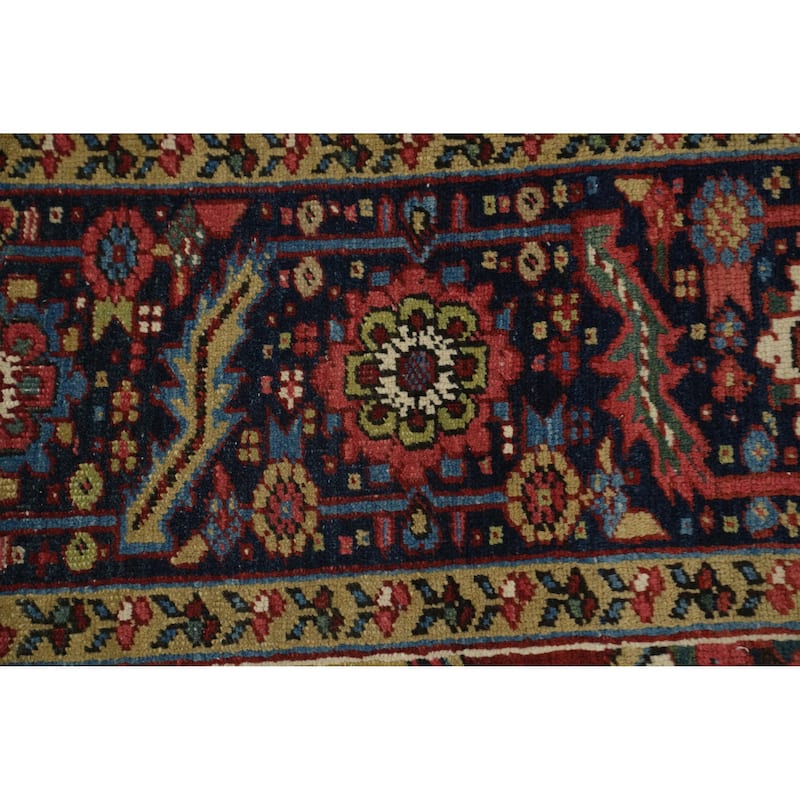 Hand Knotted Oriental 100% Wool Carpet Traditional Medallion Oranges & Rust Heriz Area Rug - 11' 9'' X 8' 9''
