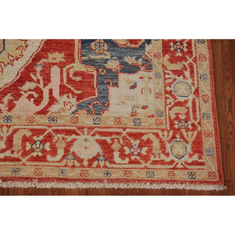 Vegetable Dye Heriz Serapi Oriental Rug Handmade Wool Carpet - 4'11"x 6'9"