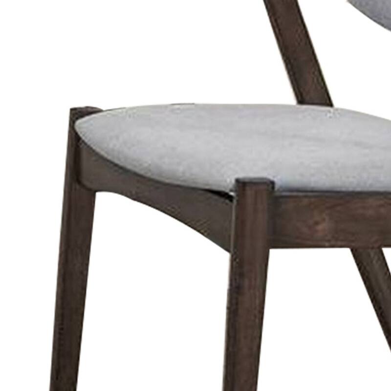 Brown/Gray Fabric Upholstered Wood Frame Dining Chair, Set of 2, Sturdy Dining Chair for Dining Rooms - 15.5