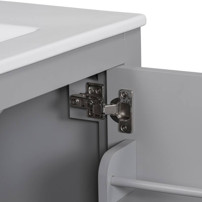 30-Inch Gray Bathroom Vanity with Ceramic Undermount Sink, Soft-Close Doors, and Adjustable Storage Compartments
