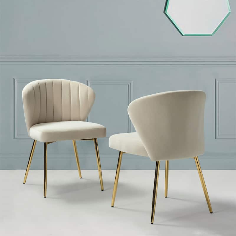 Barbara Contemporary Upholstered Side Chair with Small Base Set of 2 by HULALA HOME