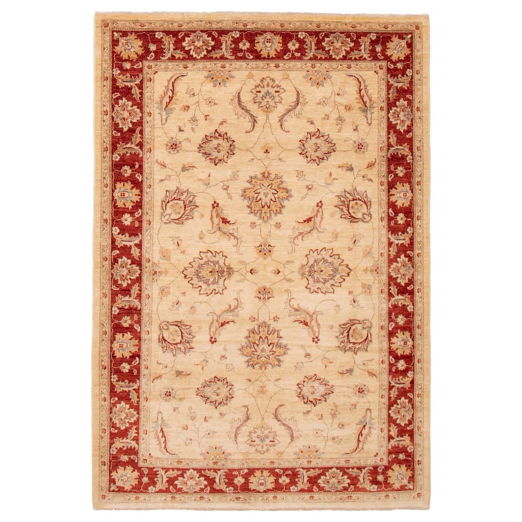 ECARPETGALLERY Hand-knotted Chobi Finest Ivory Wool Rug - 6'0 x 9'0