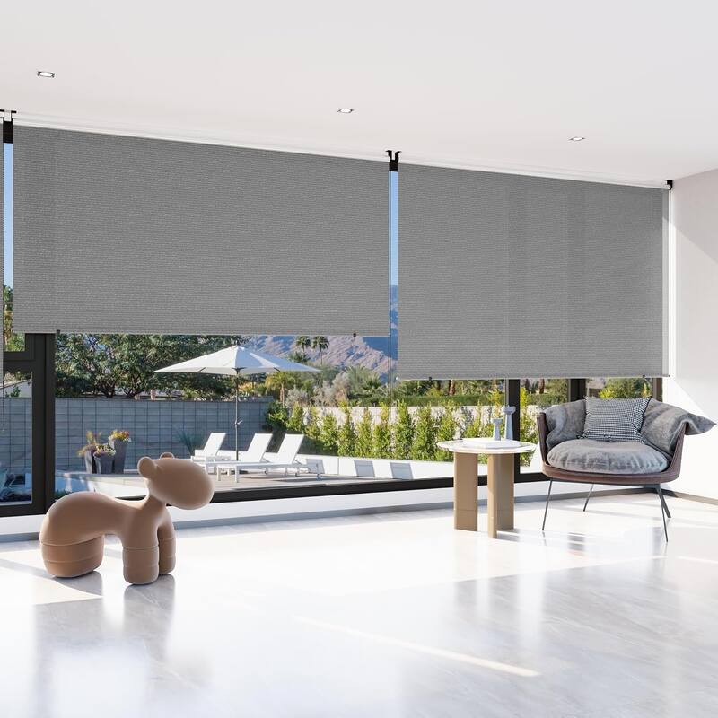 AECOJOY Outdoor Roller Shade Sun Shade Cover Canopy Shade Blinds