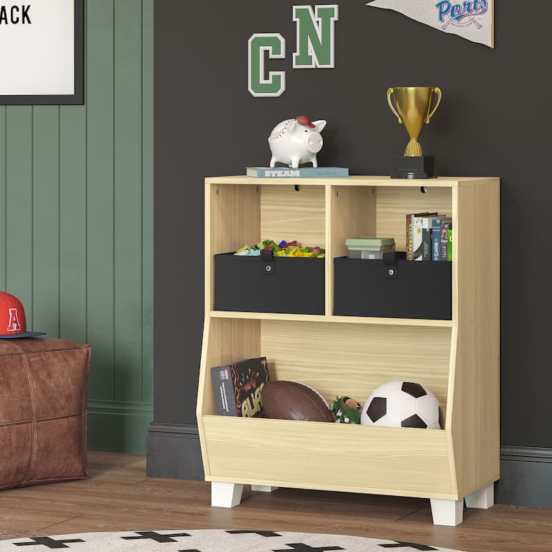 RiverRidge Home Kids Catch All Multi-Cubby 35in Toy Organizer Light Woodgrain