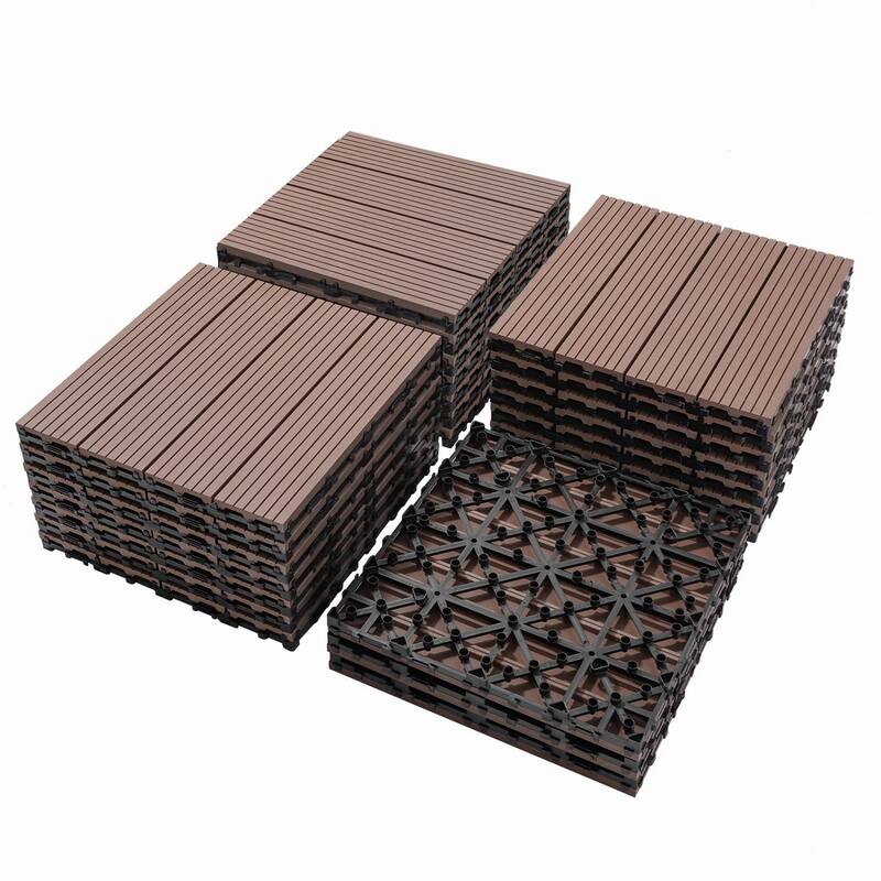 11.8" x 11.8" square wood-plastic composite deck tiles