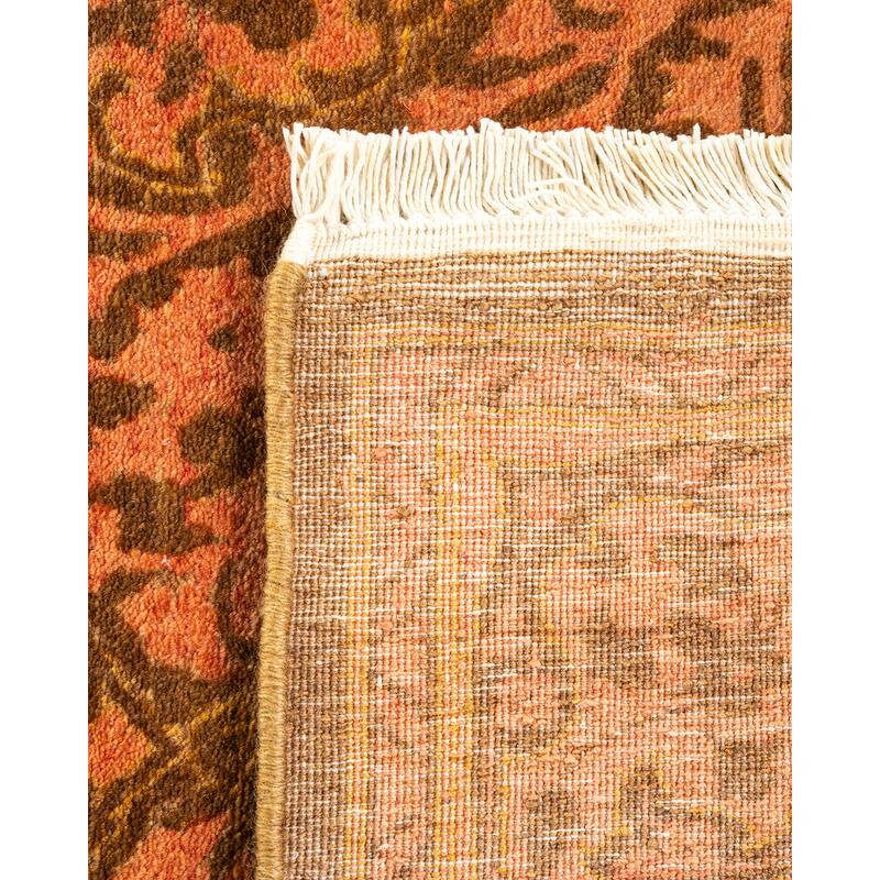 Overton Hand Knotted Wool Vintage Inspired Traditional Mogul Yellow Runner Rug - 2' 8" x 14' 6"