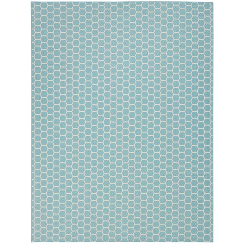 Nourison Reversible Indoor Outdoor Indoor/Outdoor Geometric Area Rug - 10' x 14' - Aqua