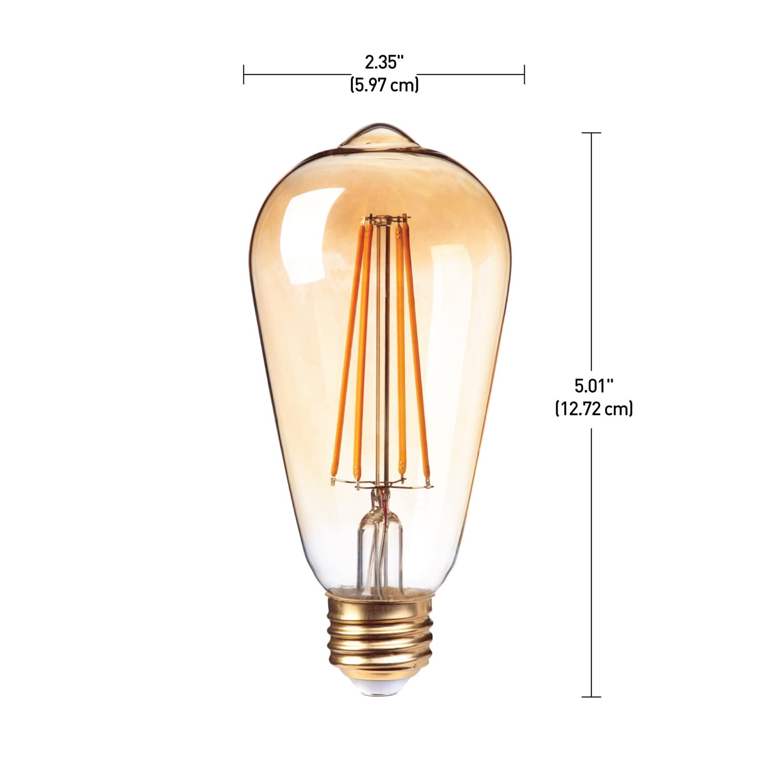 Vintage LED ST19 Edison Bulb 60W Equivalent Amber Light Dimmable 400 Lumens 