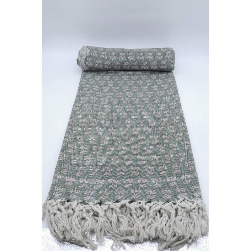 Fabdivine Damaru Handcrafted Cotton Blanket - Hand Block Printed Sofa & Bed Throw, Home Textile with Hand-Tied Tassels, 90"x54"