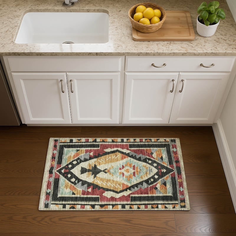 Premium Washable Super Soft Global Medallion Mayfield Rug - Red - 1'8" x 2'6"