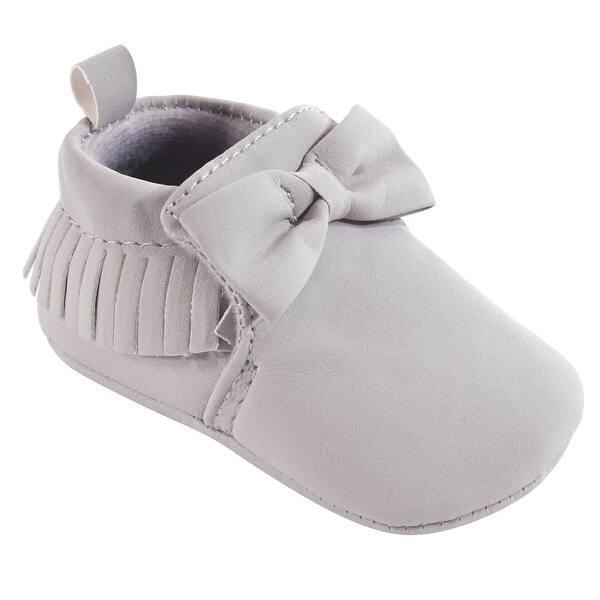 slide 1 of 1, Hudson Baby Infant Girl Moccasin Shoes, Light Gray 0-6 Months - Light Gray