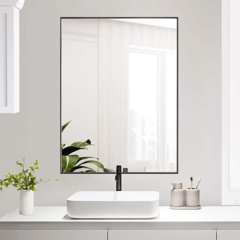 Modern Rectangle Metal Framed Bathroom Vanity Mirror Wall Mirror