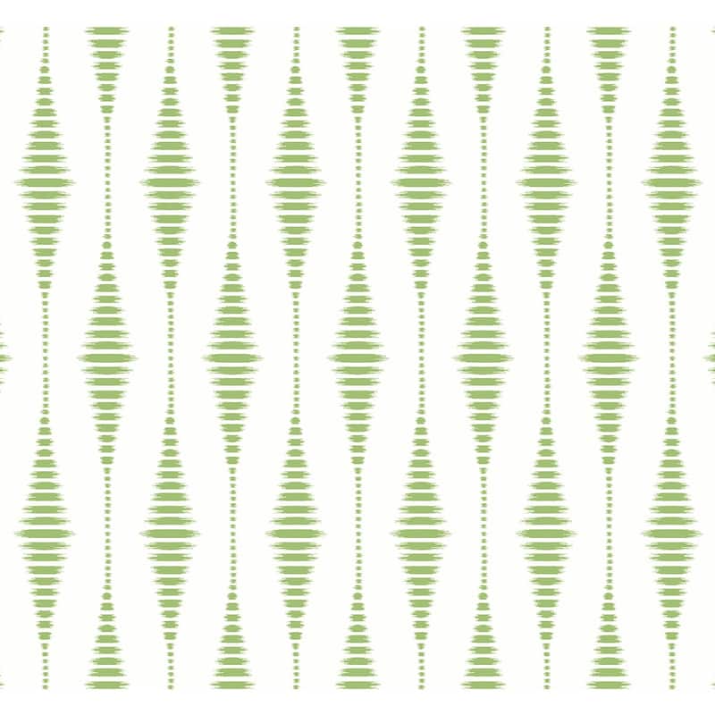 NextWall Striped Ikat Peel and Stick Wallpaper - 27 in. W x 18 ft. L - Macaw Green
