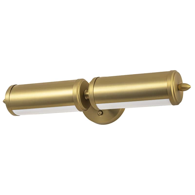 20.2in. 2-Light Modern Brass Cylinder LED Bathroom Wall Sconce with Acrylic Shade