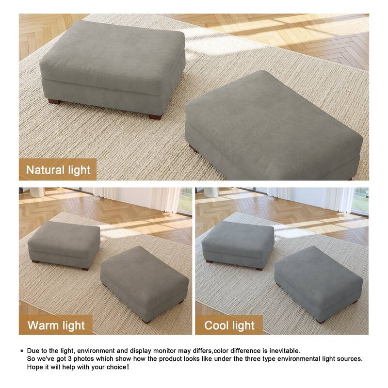 2 Set Modern 41" W Rectangle Chenille Ottoman