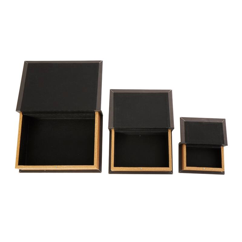 Faux Leather or Linen Fabric Book Storage Box - Set of 3 White, Beige, Black, Red or Light Gray - Roche River Decor