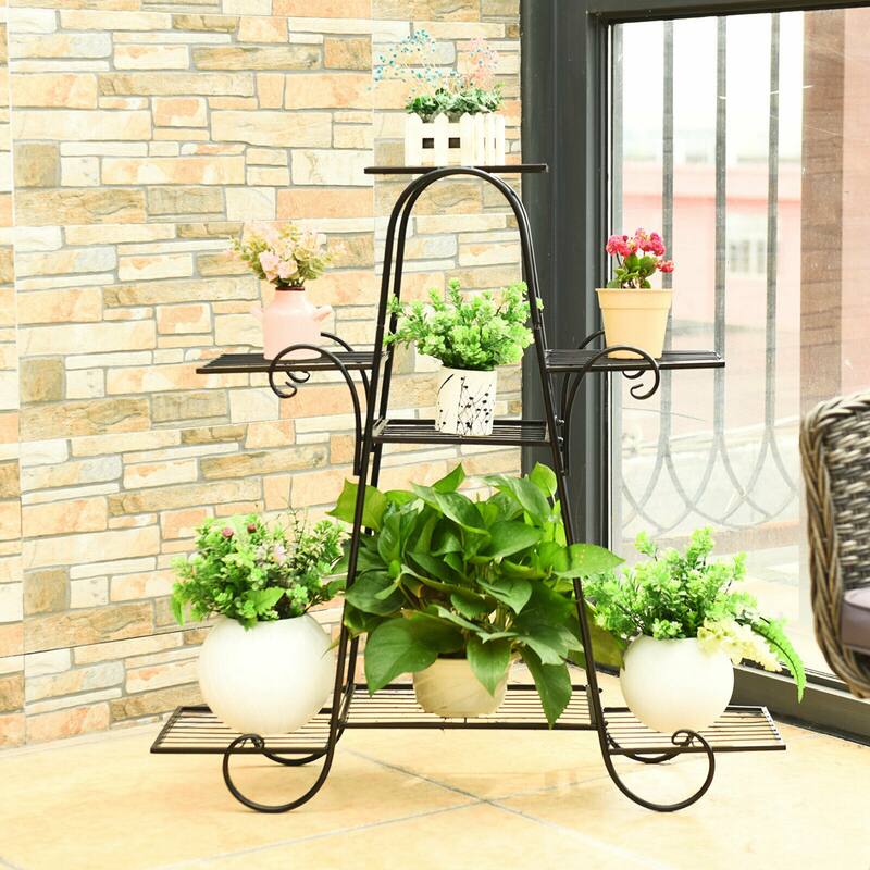 Gymax 7 Tier Plant Stand Metal Shelf Multilayer Potted Display Rack - 32.5'' x 10'' x 32''