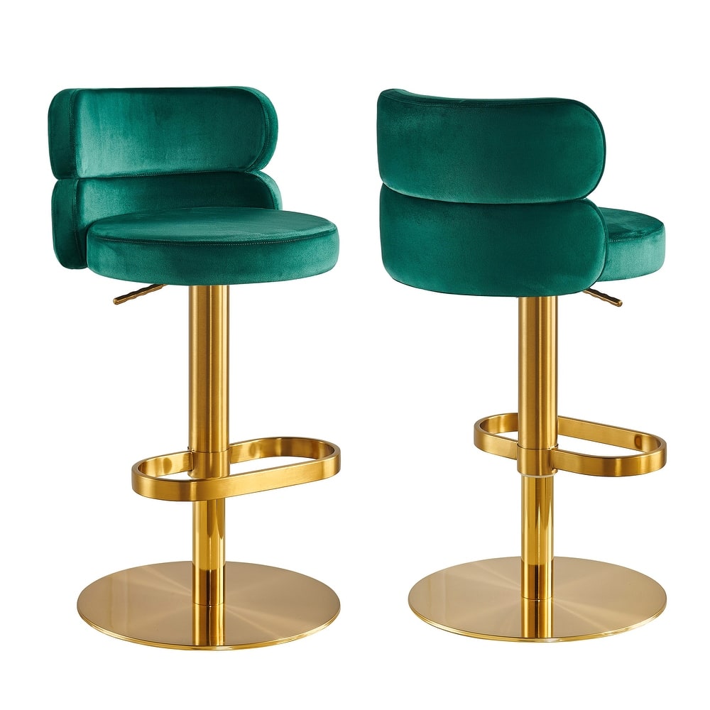 CAROCC Bar Stools Adjustable Armless velvet Barstool（1 pcs）