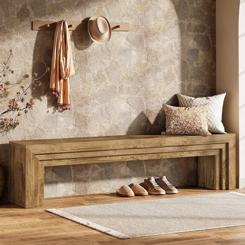 71" Extra Long Entryway Bench, Modern Farmhouse Shoe Bench