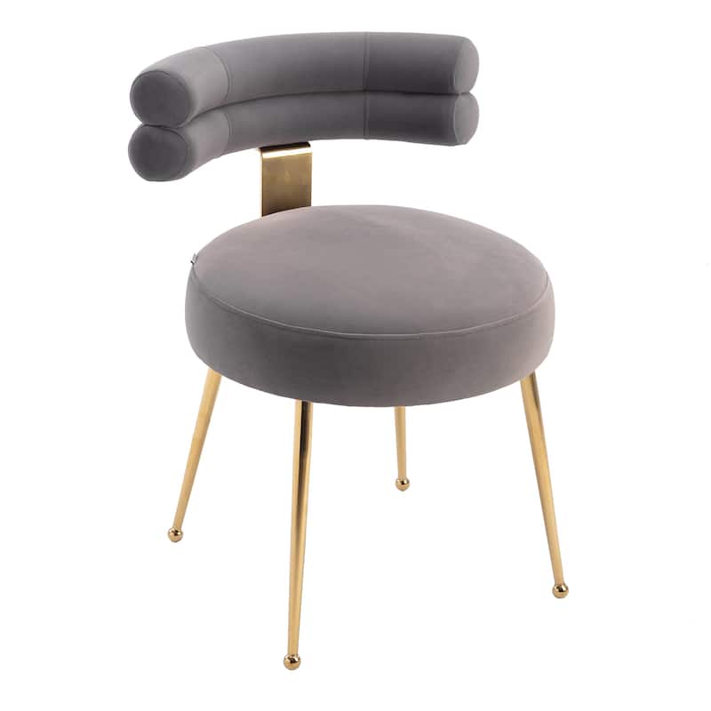 Velvet Upholstered Tubulous Side Dining Chair with Golden Legs(set of 2)