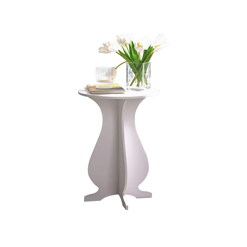 Carver Side End Table Plant Stand for Living Room, Bedroom, White