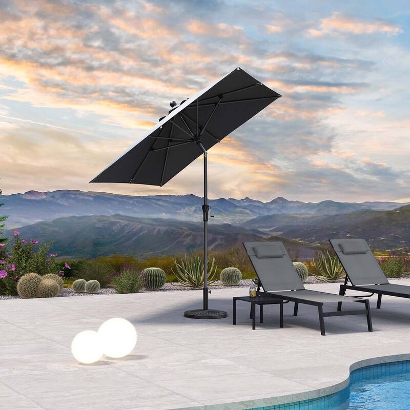 PURPLE LEAF Heavy-duty Crank and Tilt Table Umbrella Outdoor Patio Market Umbrella