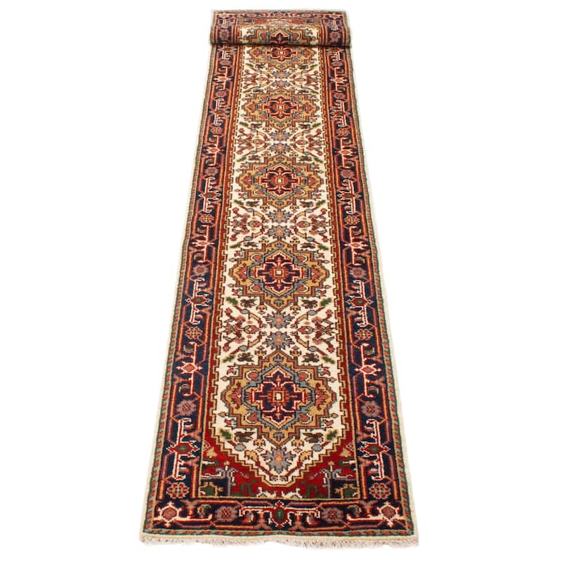 ECARPETGALLERY Hand-knotted Serapi Heritage Cream Wool Rug - 2'7 x 17'8