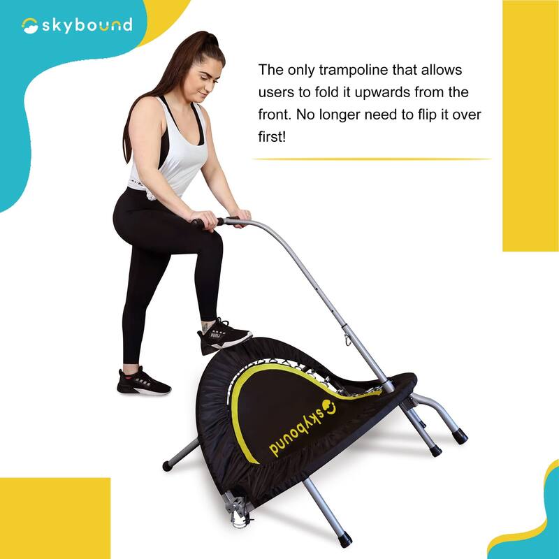 Boogie Bounce Foldable Mini Trampoline 39 Inch Cardio Fitness Rebounder w/ Adjustable TBar