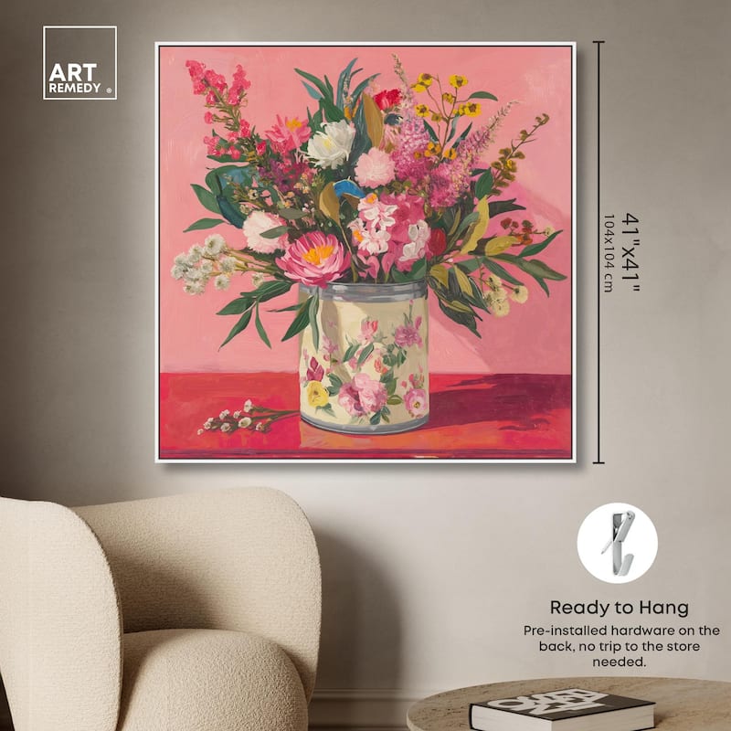 Pink Floral Tin Canvas by Art Remedy