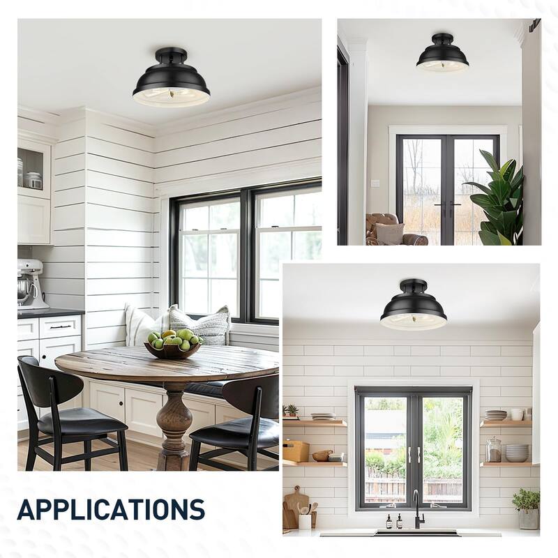 2-Light Metal Semi-Flush Mount Ceiling Light