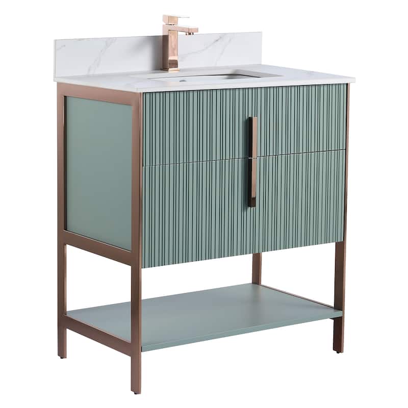 Fine Fixtures Serenity Modern Bathroom Vanity with White Carrara Stone Top