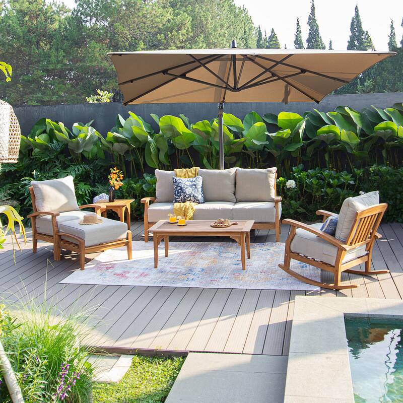 Cambridge Casual Leon Teak Patio Club Chair with Cushion