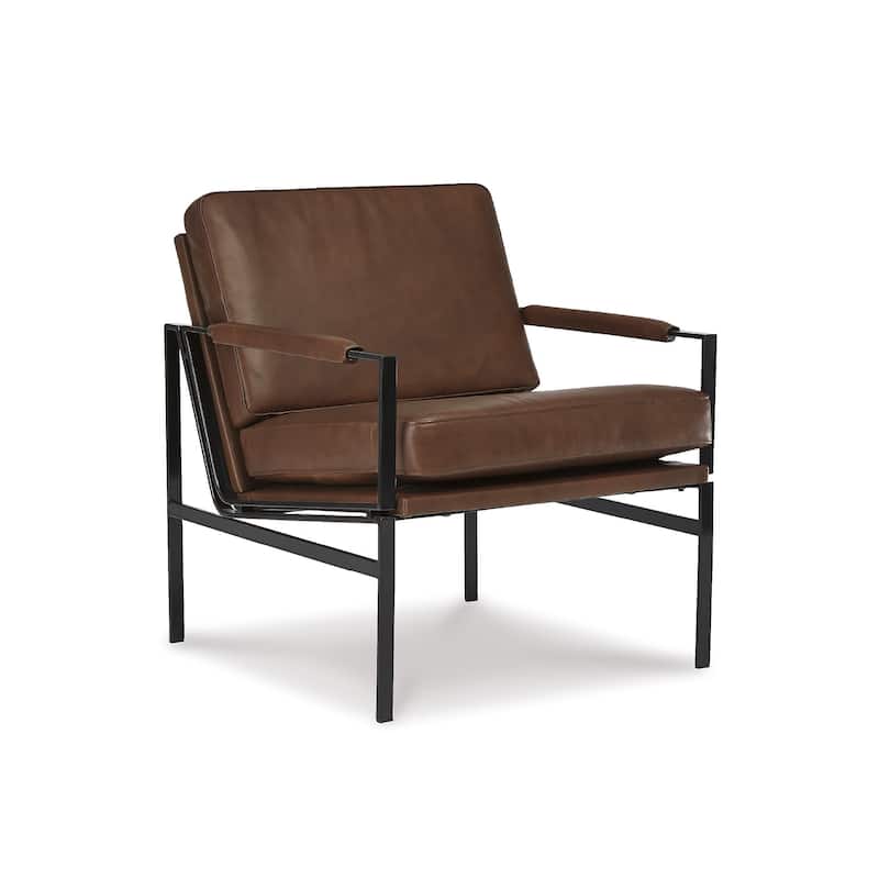 Signature Design by Ashley Puckman Mid Century Modern Leather Accent Chair - 29" W x 31.5" D x 34.25" H