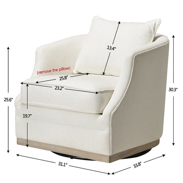 dimension image slide 2 of 4, KINWELL 31" Wide Linen Fabric Upholstered Swivel Barrel Accent Chair