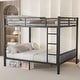 preview thumbnail 3 of 8, Black Queen over Queen Metal Bunk Bed with Ladder and Slats