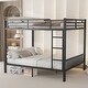 preview thumbnail 3 of 8, Queen over Queen Size Metal Bunk Bed with Ladder and Slats Support for Adults Teens