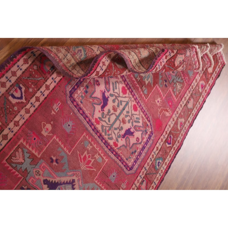 Pink Vintage Ardebil Persian Runner Rug Hand-knotted Wool Carpet - 4'6" x 10'11"
