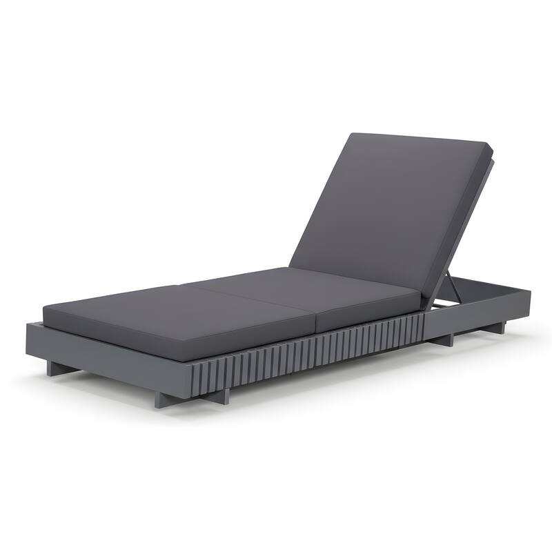 Christopher Knight Home - Kim Lounge Chaise Modern Outdoor Wooden Set with Triple-Fold Lounge Cushion