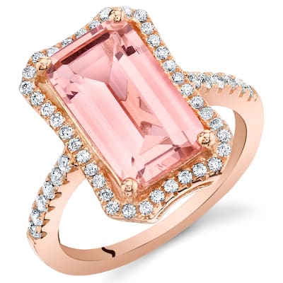 Rose Tone Sterling Silver 4.5 ct Created Morganite Ring