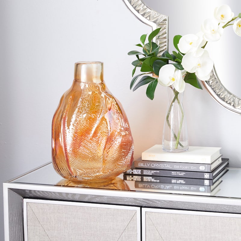 White Glass Contemporary Vase 14 x 9 x 9