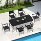 preview thumbnail 11 of 27, 7-piece Patio Dining Set Outdoor Rectangular Table with Umbrella Hole, Stackable Chairs Black