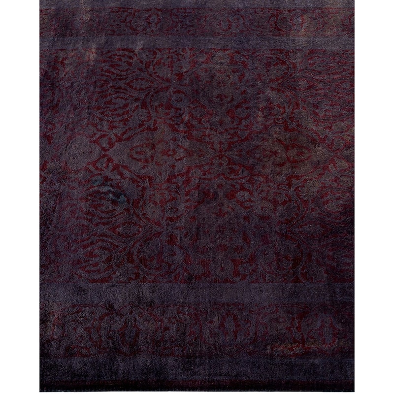Overton Hand Knotted Wool Vintage Inspired Modern Contemporary Overdyed Purple Runner Rug - 3' 0" x 9' 3"