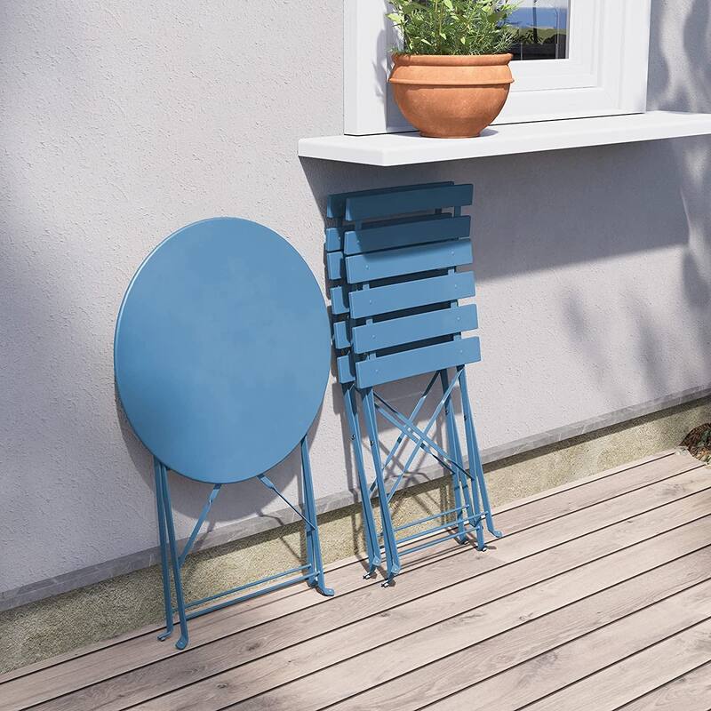 3-Piece Bistro Set Folding Outdoor Furniture Sets with Premium Steel Frame Portable Design for Bistro & Balcony