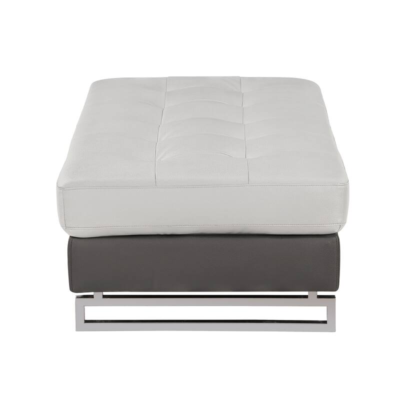 Genuine Leather Sectional, Gray, 63x32x19 inches, 68 lbs, Solid Wood, Chrome Legs